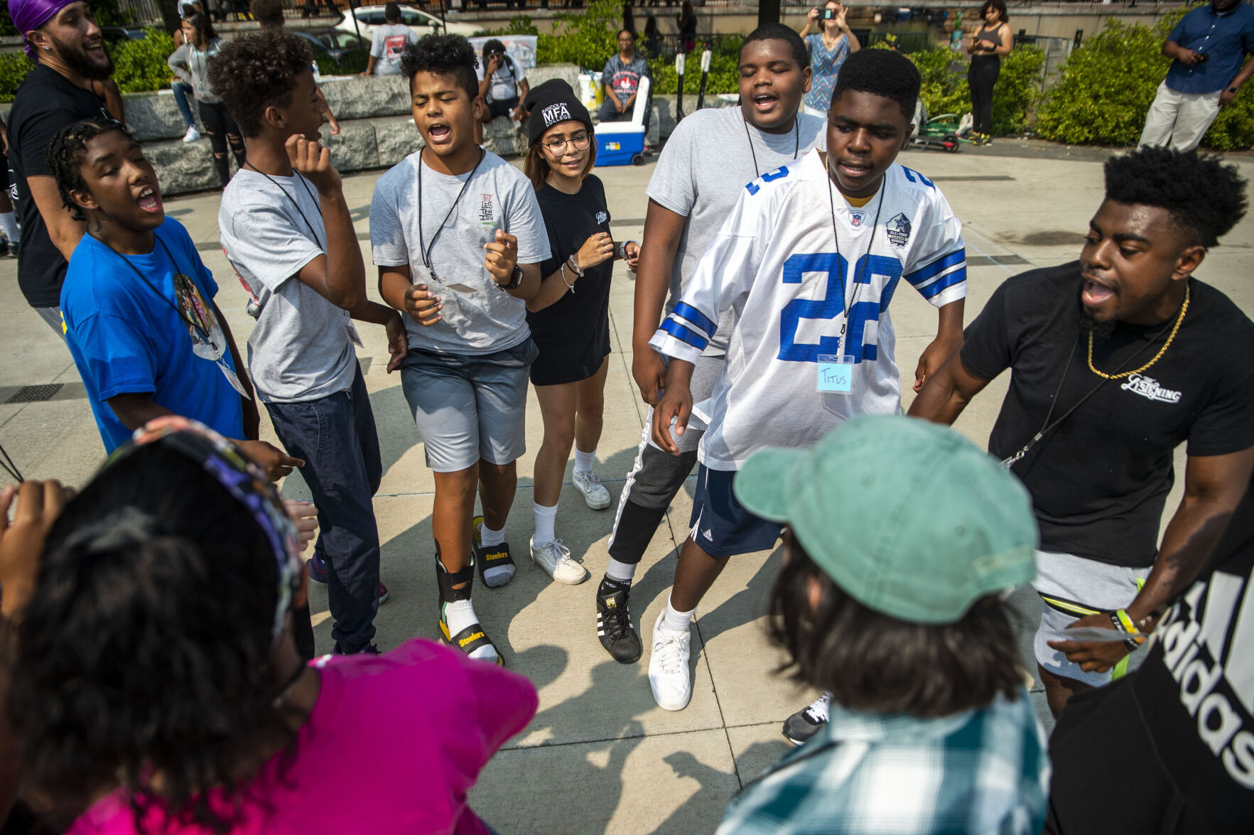 The Listening's Freedom School program march along Jefferson Street